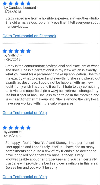 Client Testimonials for New You Face and Body